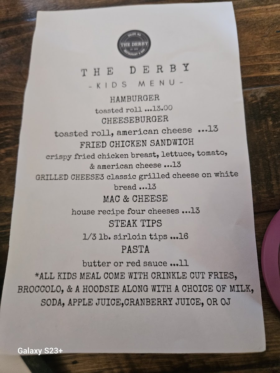 The Derby Restaurant & Bar Menu - Image 2